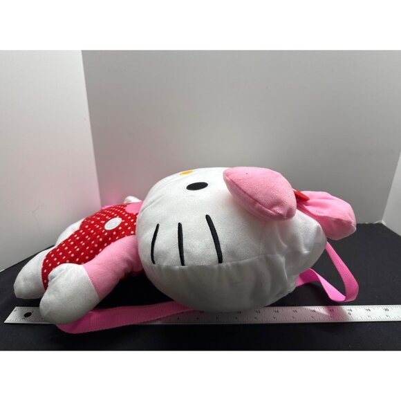 Hello Kitty Plush Backpack With Pink Straps & Red Polka Dot Overalls For Kids - Picture 9 of 10